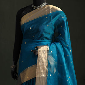 Pure Handloom Zari Buta Katan Silk Chanderi Saree 08