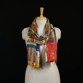 Bengal Kantha Handwork Patchwork Reversible Silk Stole 281