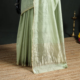 Pure Handloom Zari Pallu Bead Work Chanderi Silk Saree 16