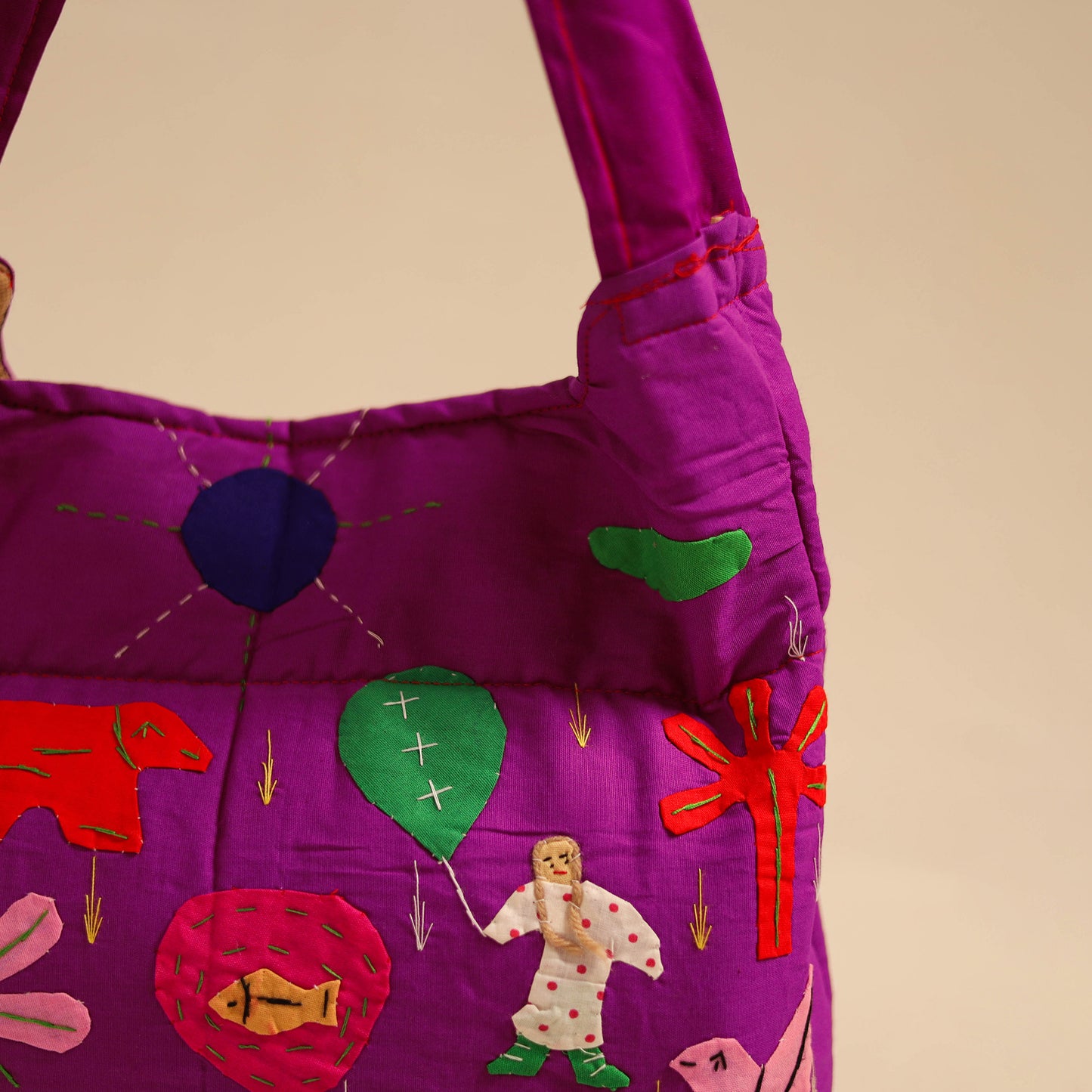 Purple  - Pipli Applique Work Shoulder Bag 14