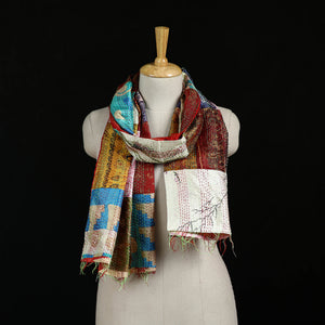 Bengal Kantha Handwork Patchwork Reversible Silk Stole 282
