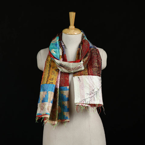 Bengal Kantha Handwork Patchwork Reversible Silk Stole 282