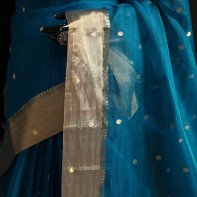 Pure Handloom Zari Buta Katan Silk Chanderi Saree 08