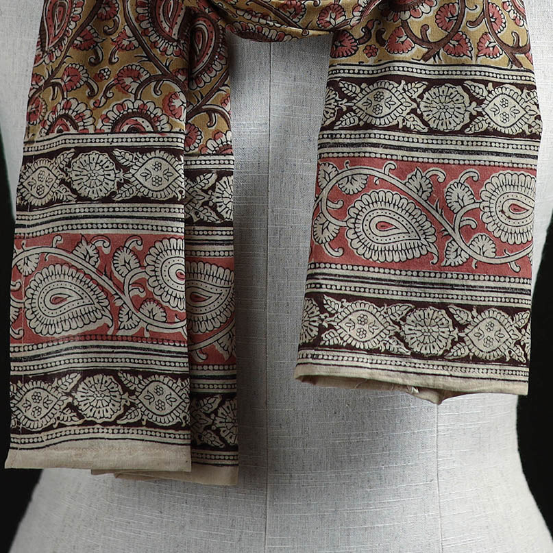 Pedana Block Print Natural Dyed Cotton Kalamkari Stole 12