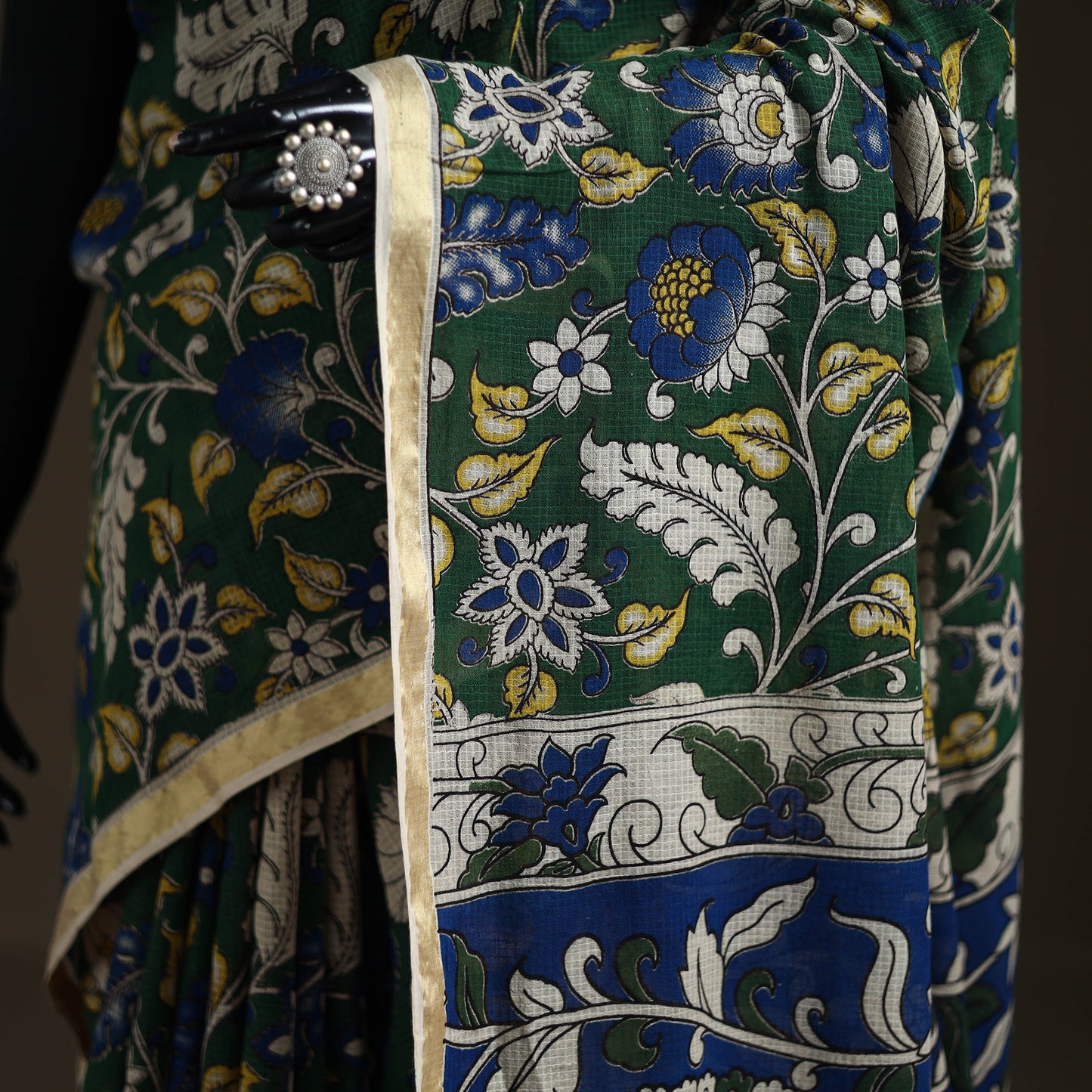 Kalamkari Printed Kota Doria Cotton Saree 11