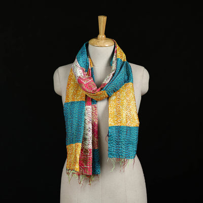Bengal Kantha Handwork Patchwork Reversible Silk Stole 283