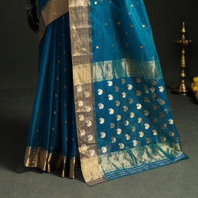 Pure Handloom Zari Buta Katan Silk Chanderi Saree 08