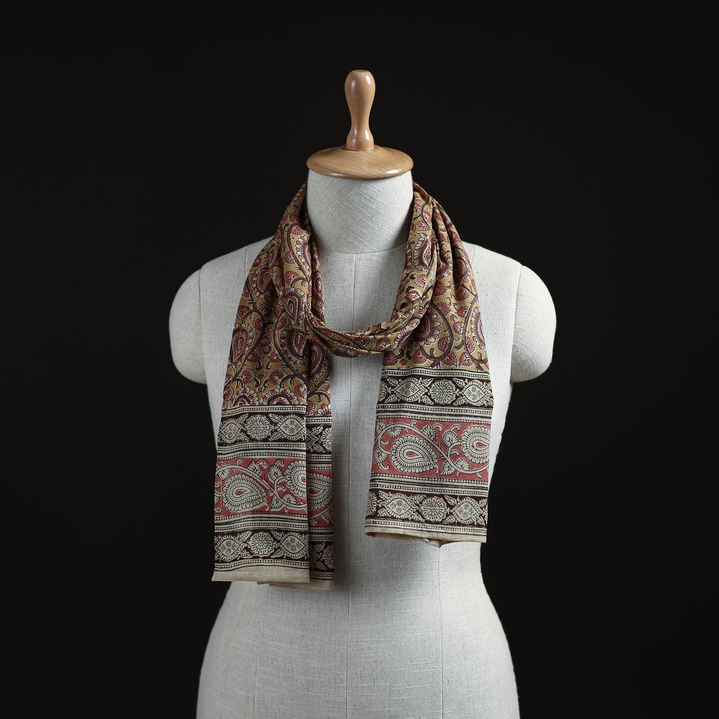 Pedana Block Print Natural Dyed Cotton Kalamkari Stole 12