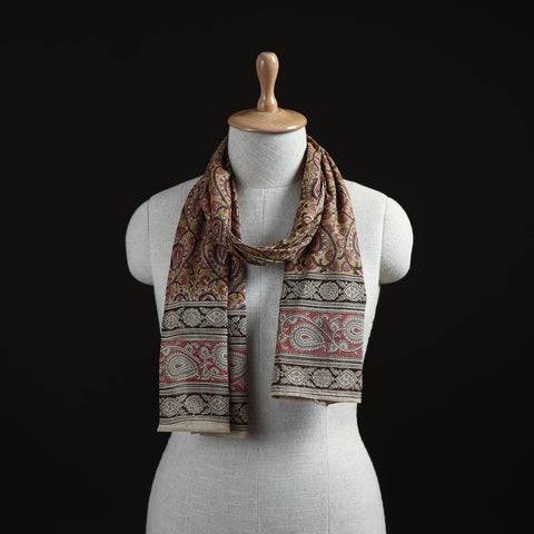 Pedana Block Print Natural Dyed Cotton Kalamkari Stole 12