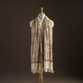Floral Sanganeri Print Pure Merino Wool Handwoven Shawl 15