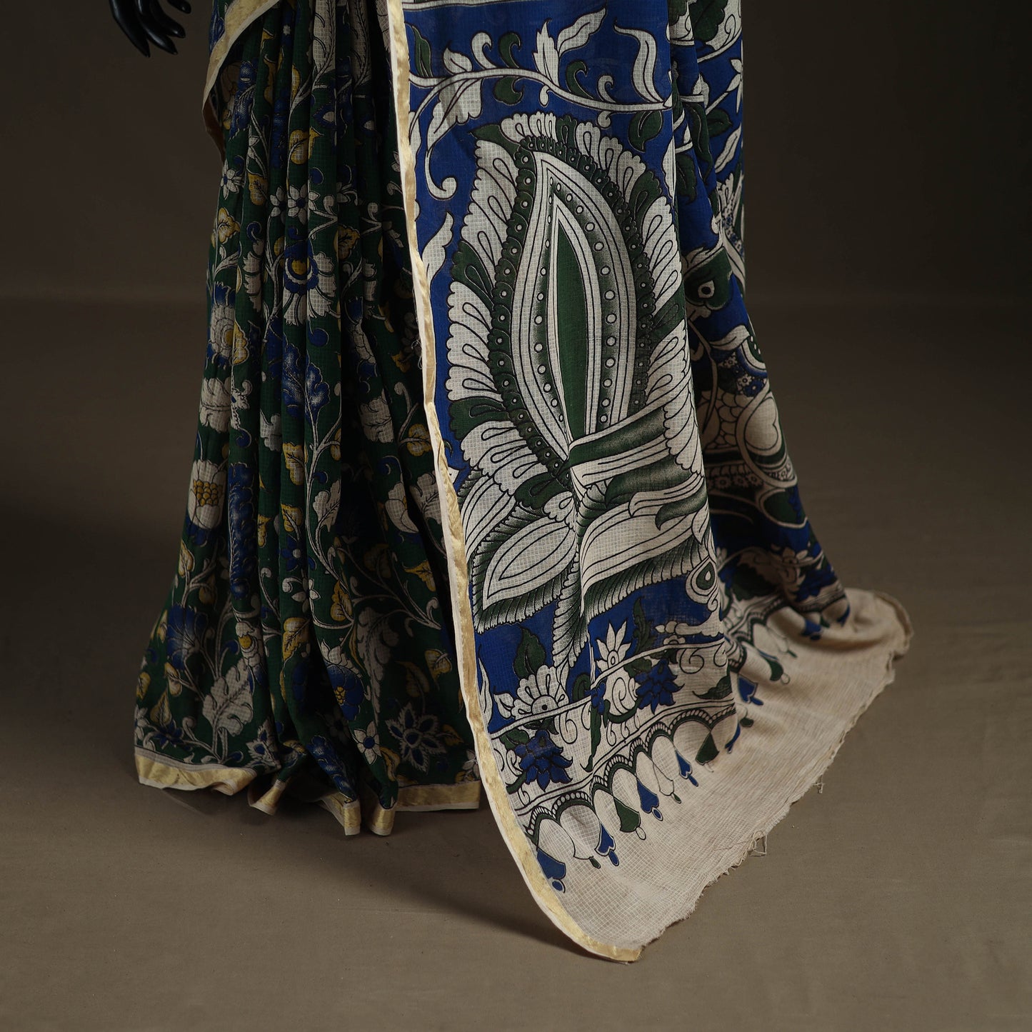 Kalamkari Printed Kota Doria Cotton Saree 11