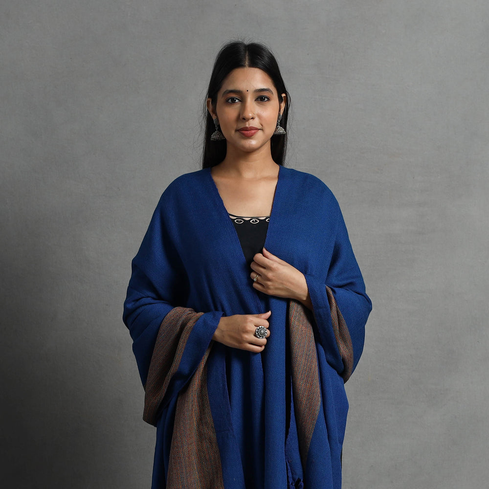 Blue - Kumaun Handwoven Pure Merino Wool Shawl for Women 138