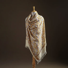 Floral Sanganeri Print Pure Merino Wool Handwoven Shawl 15
