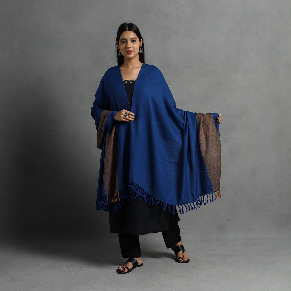 Blue - Kumaun Handwoven Pure Merino Wool Shawl for Women 138