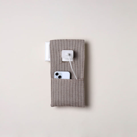 Grey Handmade Cotton Mobile Charging Holder
