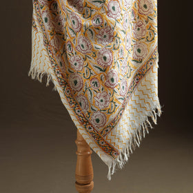 Floral Sanganeri Print Pure Merino Wool Handwoven Shawl 15