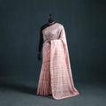 Floral Hand Block Print Mulberry Silk Sanganeri Saree 01