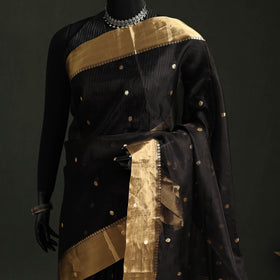 Pure Handloom Zari Buta Katan Silk Chanderi Saree 09