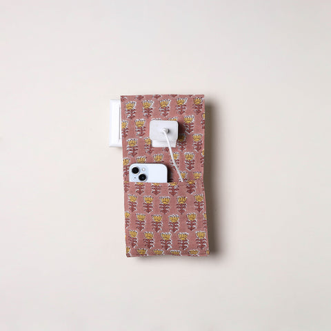 Pink Handmade Cotton Mobile Charging Holder
