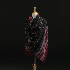 Kutch Handwoven Bandhani Tie-Dye Merino Wool Shawl 27