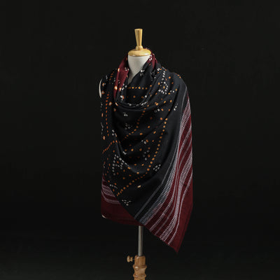 Kutch Handwoven Bandhani Tie-Dye Merino Wool Shawl 27