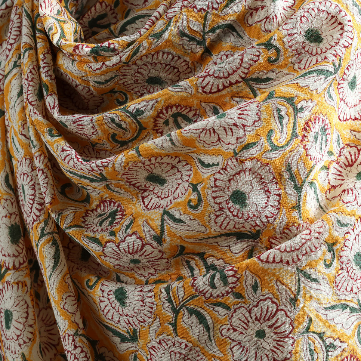 Floral Sanganeri Print Pure Merino Wool Handwoven Shawl 15