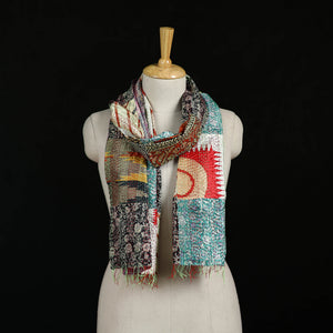 Bengal Kantha Handwork Patchwork Reversible Silk Stole 287