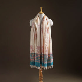 Floral Sanganeri Print Pure Merino Wool Handwoven Shawl 16