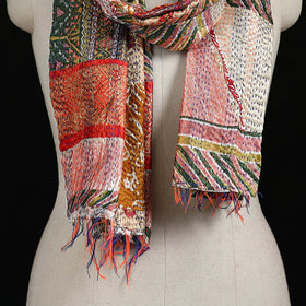 Bengal Kantha Handwork Patchwork Reversible Silk Stole 288