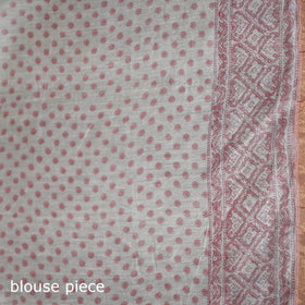 Floral Hand Block Print Mulberry Silk Sanganeri Saree 01