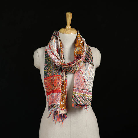 Bengal Kantha Handwork Patchwork Reversible Silk Stole 288