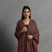 Brown - Kumaun Handwoven Pure Merino Wool Shawl for Women 140