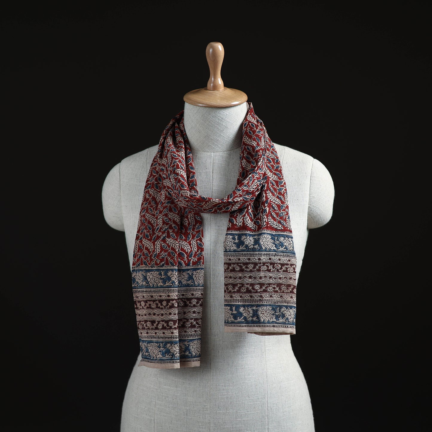 Pedana Block Print Natural Dyed Cotton Kalamkari Stole 20