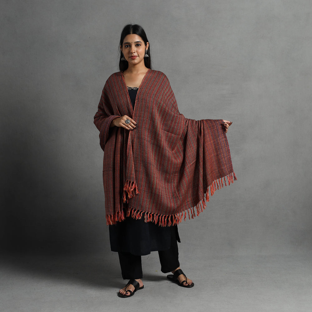 Brown - Kumaun Handwoven Pure Merino Wool Shawl for Women 140