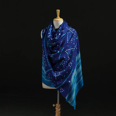 Kutch Handwoven Bandhani Tie-Dye Merino Wool Shawl 28