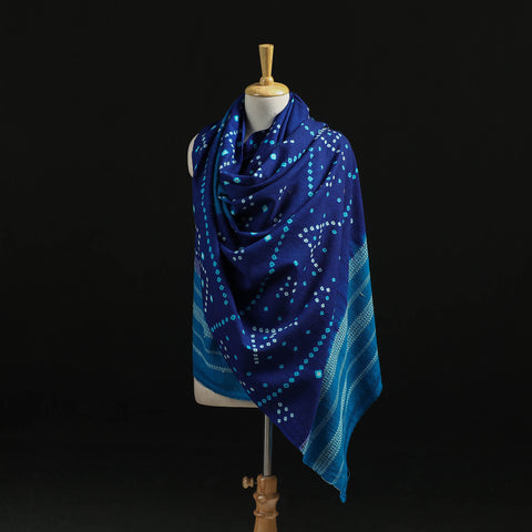 Kutch Handwoven Bandhani Tie-Dye Merino Wool Shawl 28