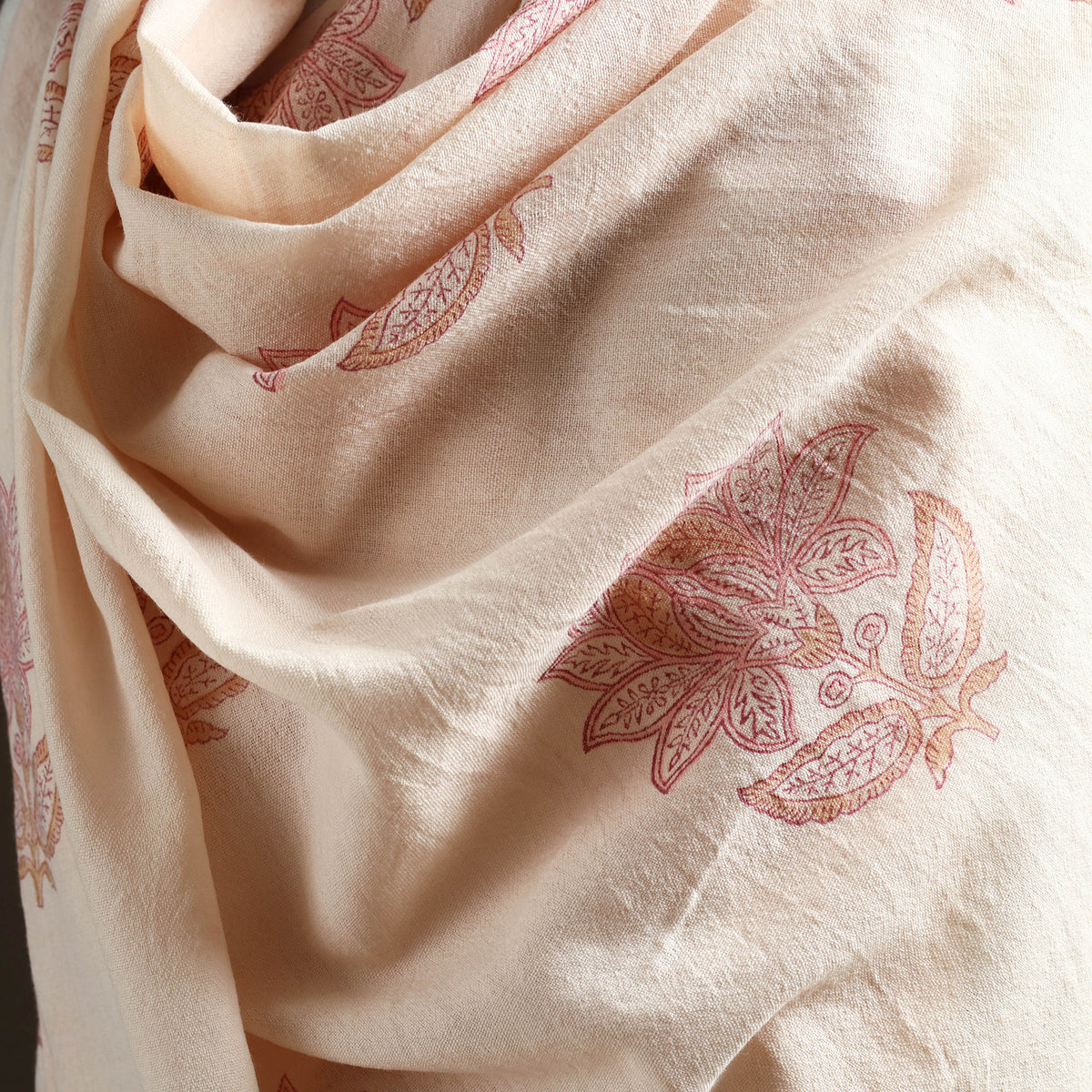 Floral Sanganeri Print Pure Merino Wool Handwoven Shawl 16