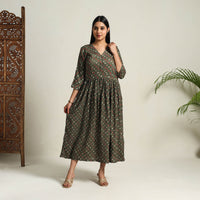 Buy Grey Tie & Dye Cotton Flared Bandhani Dress