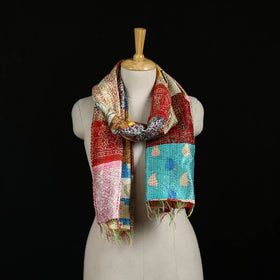 Bengal Kantha Handwork Patchwork Reversible Silk Stole 289