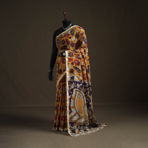 Kalamkari Printed Kota Doria Cotton Saree 13