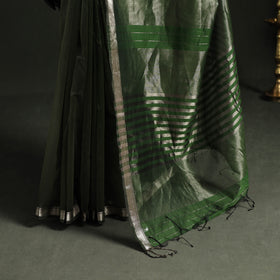 Pure Handloom Zari Stripes Katan Silk Chanderi Saree 10