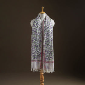 Floral Sanganeri Print Pure Merino Wool Handwoven Shawl 17