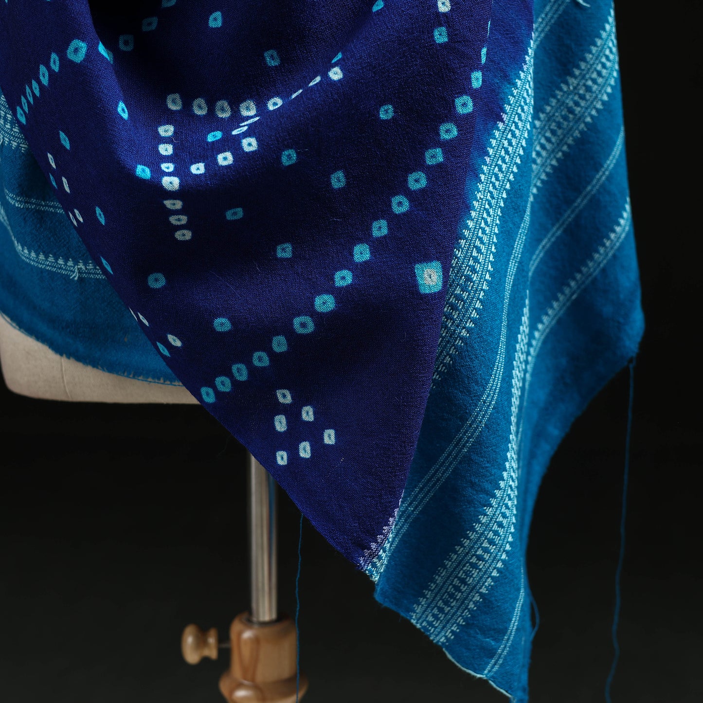 Kutch Handwoven Bandhani Tie-Dye Merino Wool Shawl 28