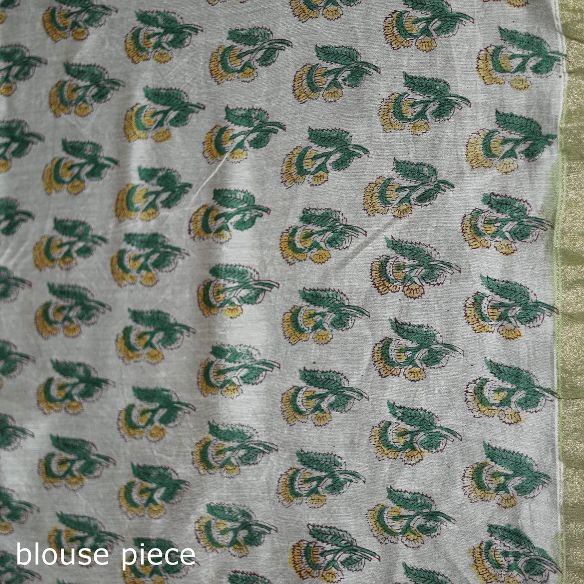 Floral Hand Block Print Mulberry Silk Sanganeri Saree 02
