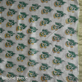 Floral Hand Block Print Mulberry Silk Sanganeri Saree 02