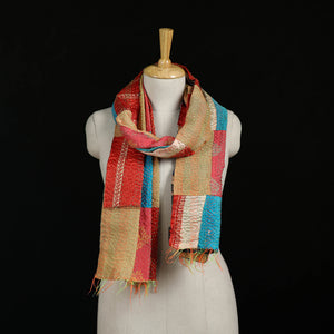 Bengal Kantha Handwork Patchwork Reversible Silk Stole 291