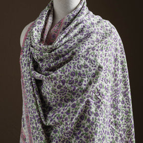 Floral Sanganeri Print Pure Merino Wool Handwoven Shawl 17