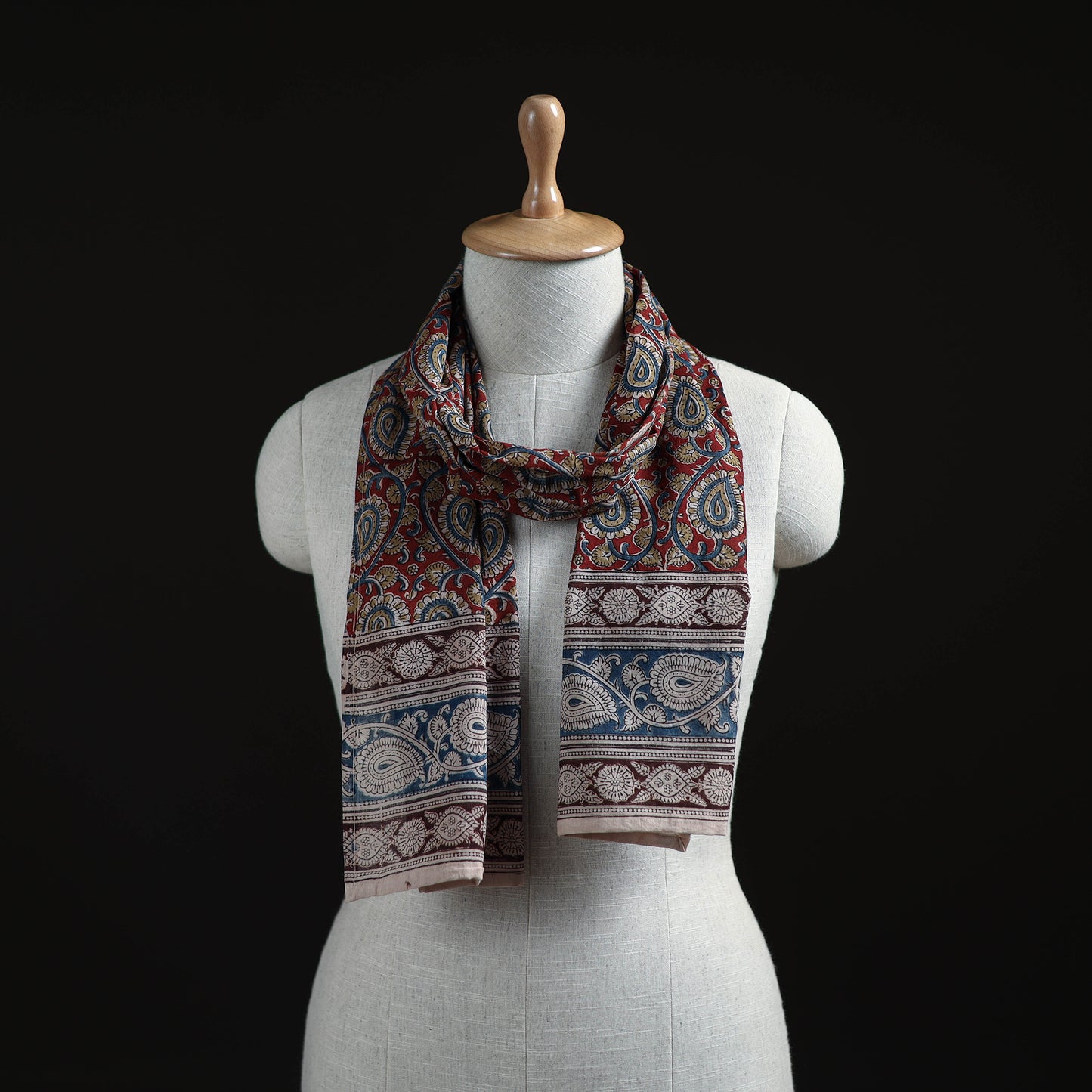 Pedana Block Print Natural Dyed Cotton Kalamkari Stole 25