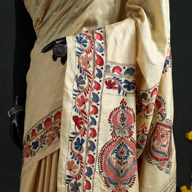 Pure Tussar Silk Handloom Bengal Kantha Hand Embroidered Saree 02