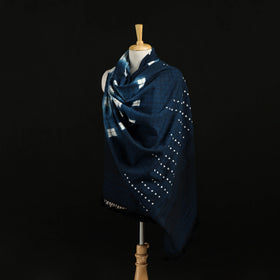 Kutch Handwoven Clamp Dyed Checks Bandhani Merino Wool Shawl 13